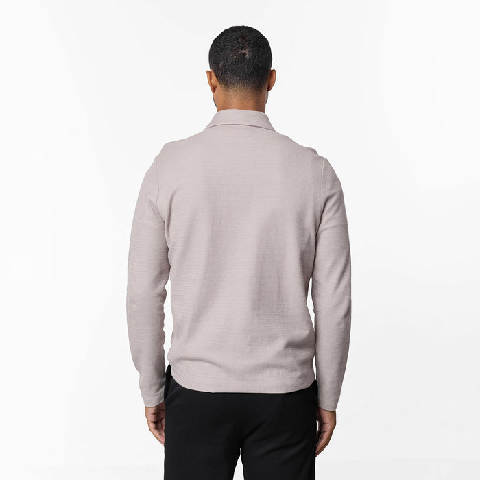 Tonal Knit Zip Overshirt | Stone