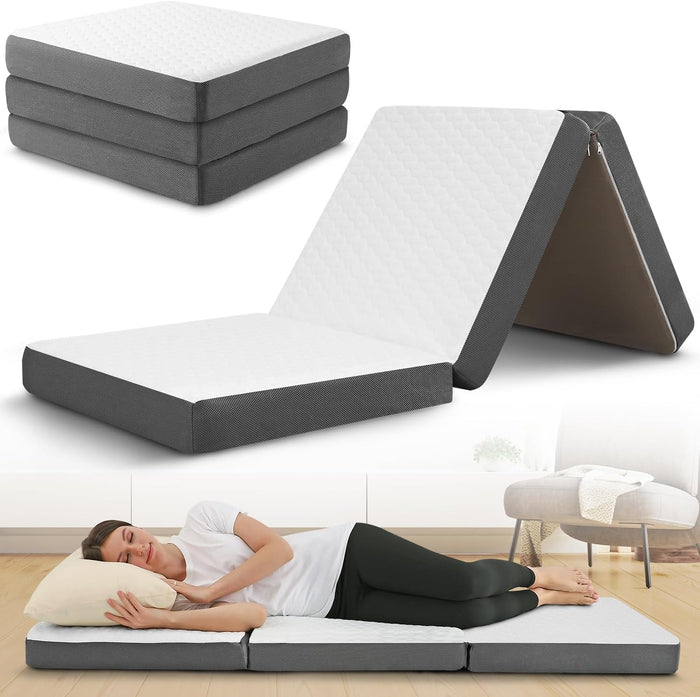 Tri-Fold Single Mattress – Memory Foam Portable Floor Bed