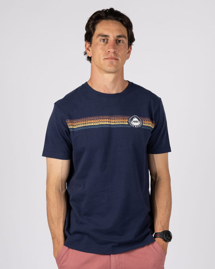 Tribal Stripe Mens Short Sleeve T-Shirt in Blue