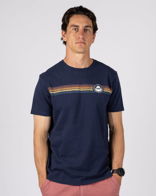 Tribal Stripe Mens Short Sleeve T-Shirt in Blue