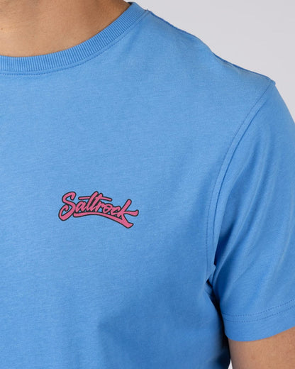 Tropical Skull Mens Short Sleeve T-Shirt In Bright Blue