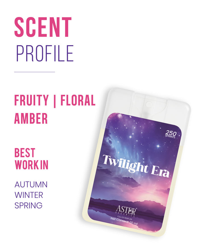 Twilight Era 20ml pocket perfume for women, spray bottle with elegant packaging.