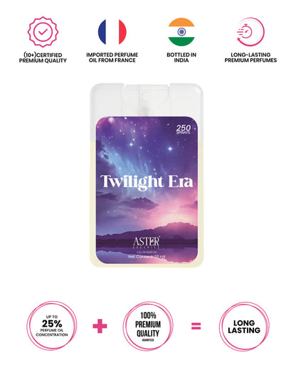Twilight Era 20ml pocket perfume for women, elegant bottle design.