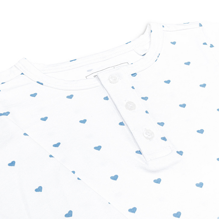 unisex blue heart pima pajamas set