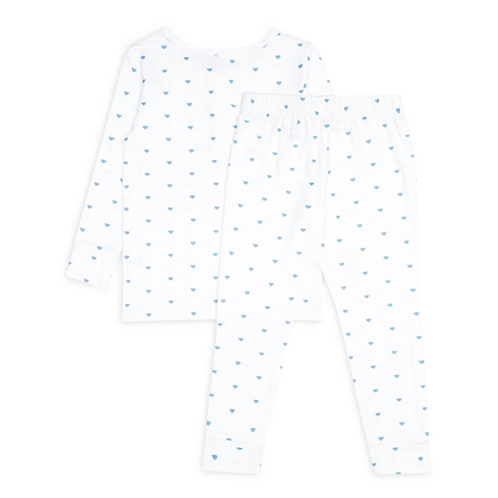 unisex blue heart pima pajamas set