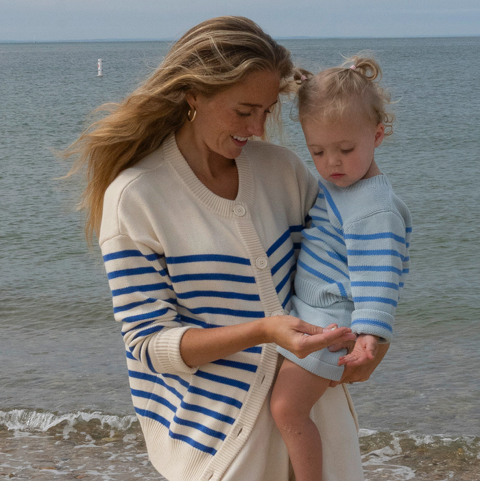 unisex blue stripe knit sweater