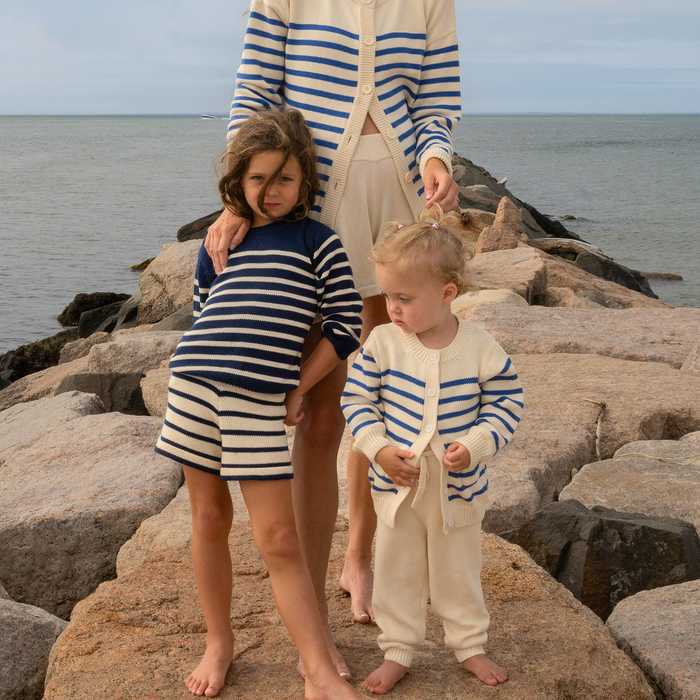 unisex breton stripe knit short