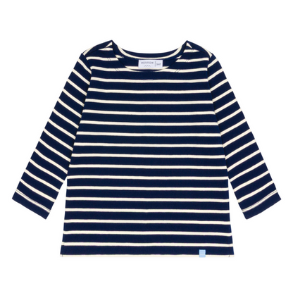 unisex navy and cream stripe long sleeve tee