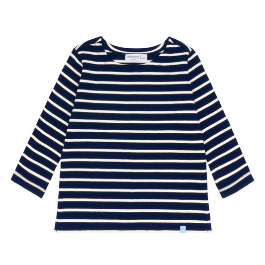 unisex navy and cream stripe long sleeve tee