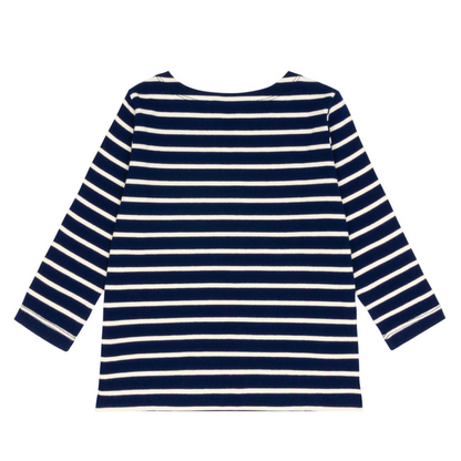 unisex navy and cream stripe long sleeve tee