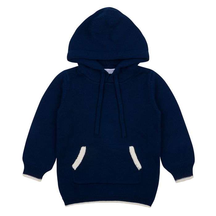 unisex navy knit hoodie