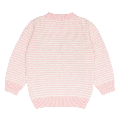 unisex pink and cream stripe knit sweater
