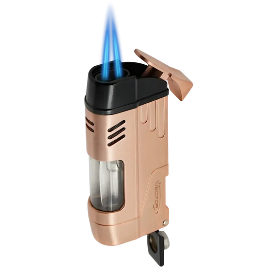 Vector Delta Rose Gold Double Torch Lighter With Punch - Delta3