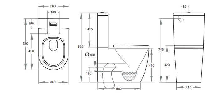 Veda Rimless Toilet Suit 630*380*835mm