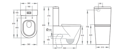 Veda Rimless Toilet Suit 630*380*835mm