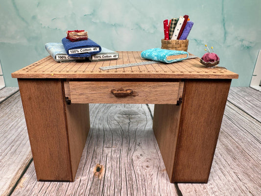 Vintage Artisan Handmade Decorated Sewing Table