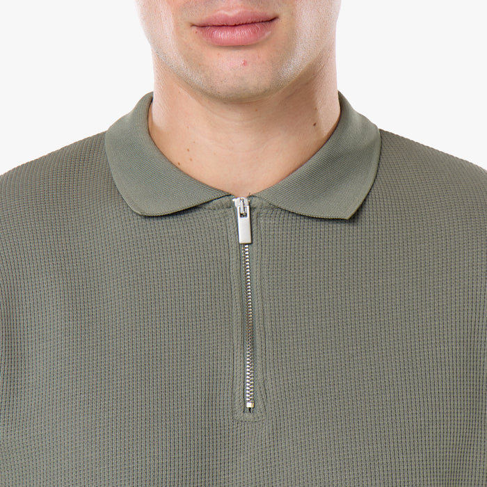 Waffle Knit Polo Twinset | Olive