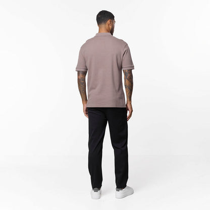 Waffle Knit Zip Polo | Brown