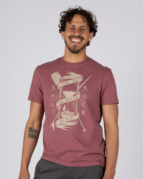 Waiting Tide Mens Short Sleeve T-Shirt in Dark Pink
