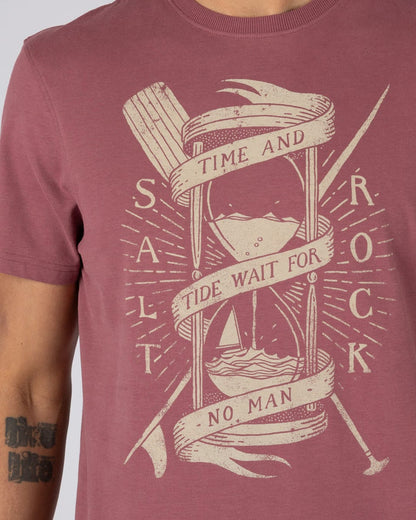 Waiting Tide Mens Short Sleeve T-Shirt in Dark Pink