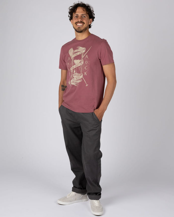 Waiting Tide Mens Short Sleeve T-Shirt in Dark Pink