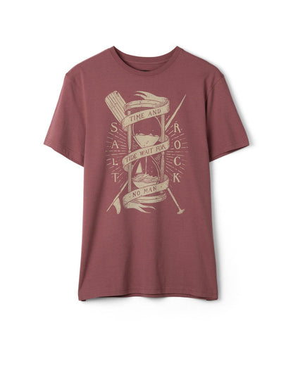 Waiting Tide Mens Short Sleeve T-Shirt in Dark Pink