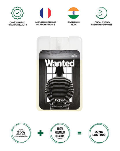 Wanted Pocket Perfume for Unisex 20ml bottle