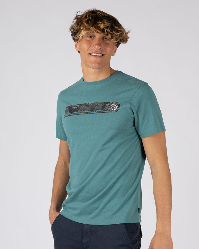 Warp Surf Stripe Mens Short Sleeve T-Shirt in Dark Green
