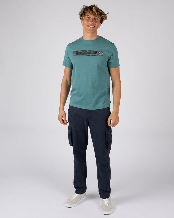 Warp Surf Stripe Mens Short Sleeve T-Shirt in Dark Green
