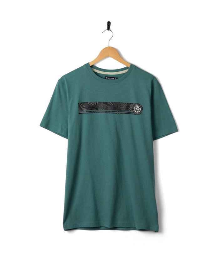 Warp Surf Stripe Mens Short Sleeve T-Shirt in Dark Green