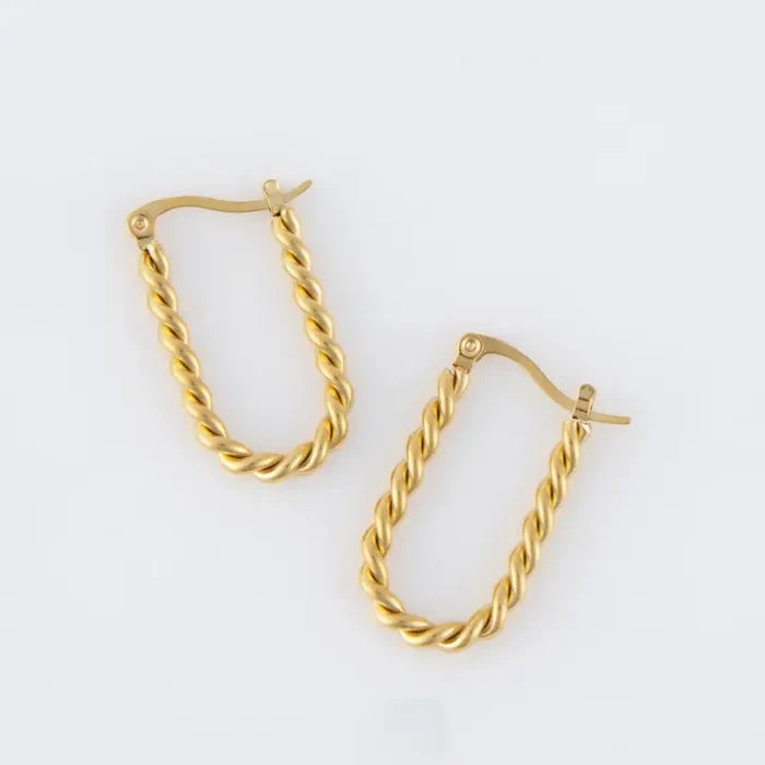 Waterproof Twisted Hoop Earrings