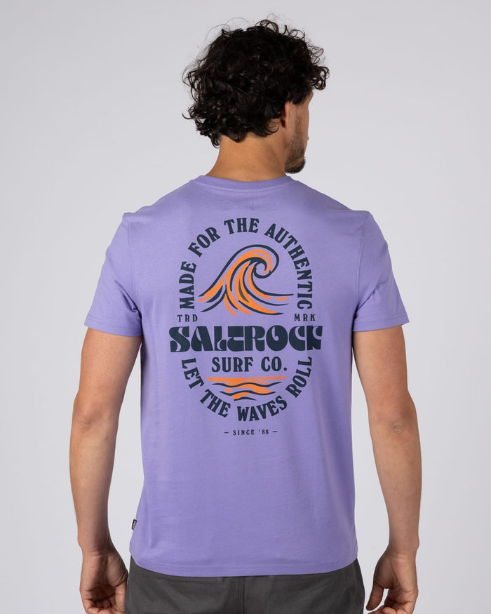 Waves Roll Mens Short Sleeve T-Shirt In Purple