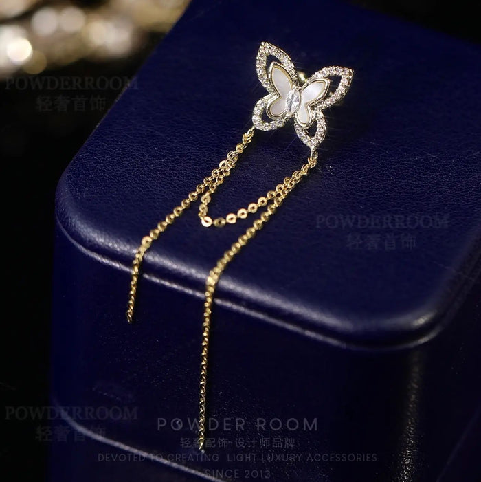 Wearable Chain Shell Butterfly Ear Cuff Without Piercing