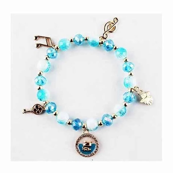 Whimsical Beaded Charm Bracelet – Musical Note & Celestial Motif (IBR-3896)