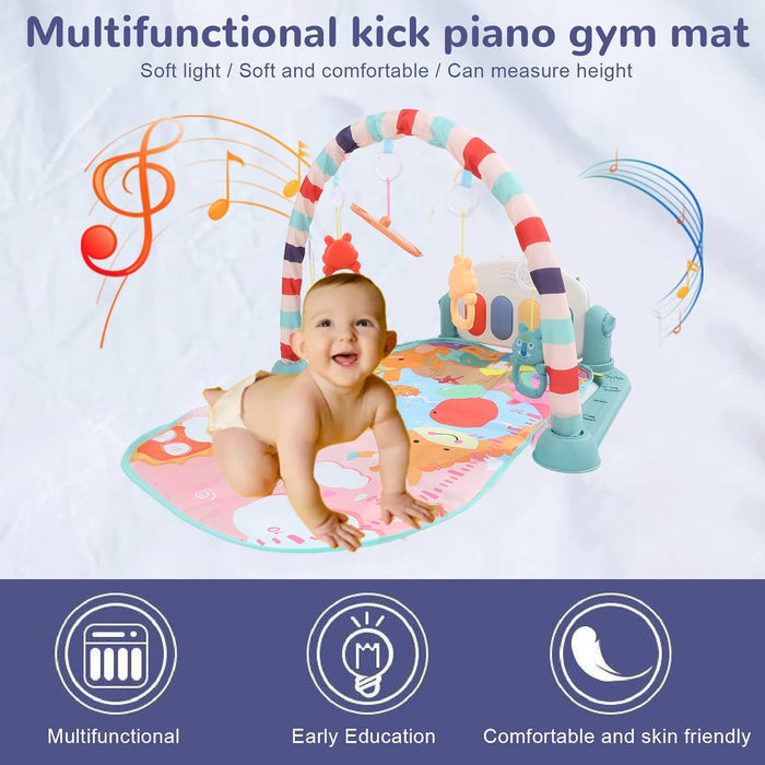 White Whale Baby Gym Play Mat, Play Piano Gym with Music and Lights, Tummy Time Mat Toys, Learning Sensory Baby Playmat, Musical Activity Center Gifts for Newborn, Toddler, Infants (Green)