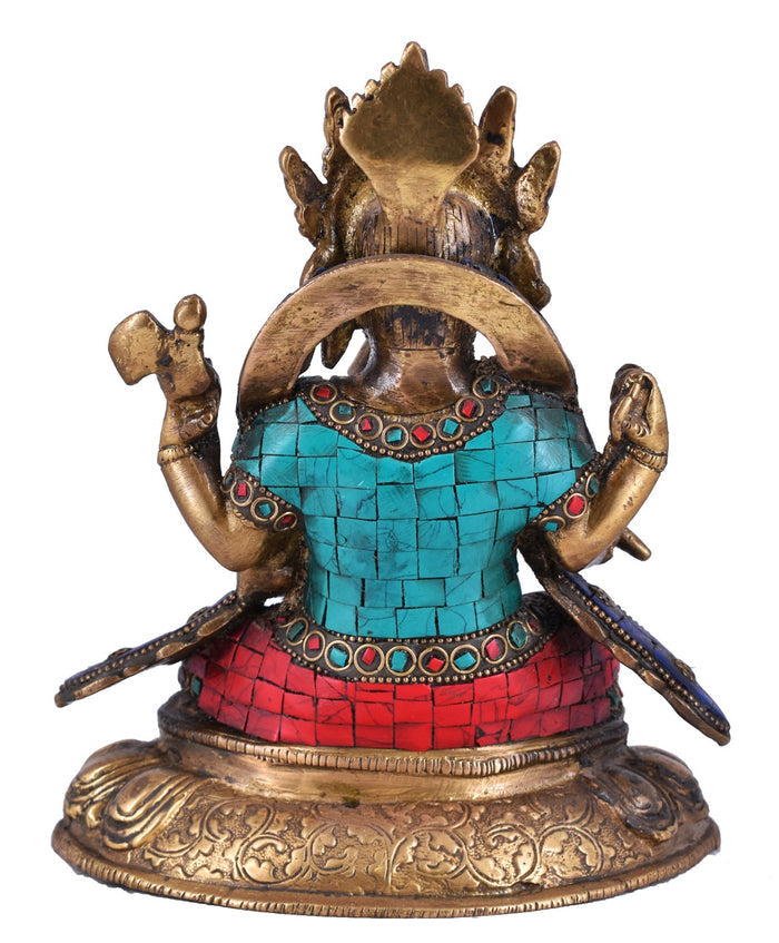 White Whale Brass Ganesh Idol Statue God Ganesha Vinayak Ganpati Sitting Sculpture Bhagwan Entrance Home Warming Vastu Home Décor