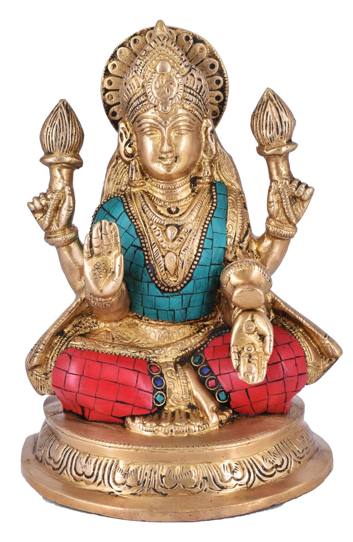 White Whale Brass Lakshmi Idol Hindu Laxmi Goddess Statue Home Office Showpiece Home Décor