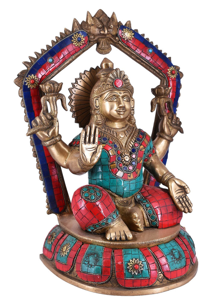 White Whale Brass Lakshmi Idol Hindu Laxmi Goddess Statue Home Office Showpiece Home Décor