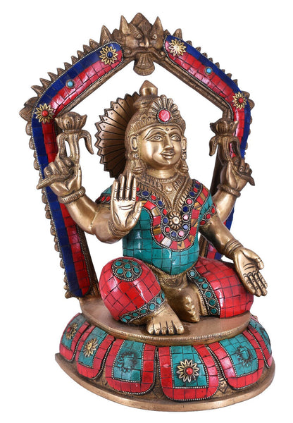 White Whale Brass Lakshmi Idol Hindu Laxmi Goddess Statue Home Office Showpiece Home Décor