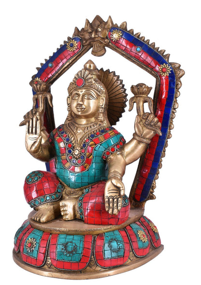 White Whale Brass Lakshmi Idol Hindu Laxmi Goddess Statue Home Office Showpiece Home Décor