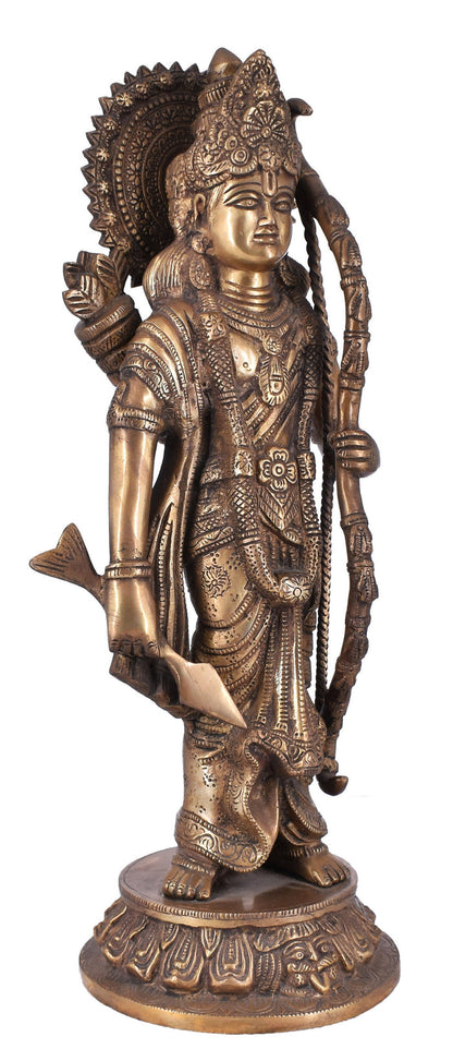 White Whale Brass Lord Ram Brass Statue Rama Idol for Temple Mandir Sculpture Office And Home Decor