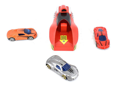 White Whale high Speed Car Launcher Along with Die cast Metal Cars and Stoppers
