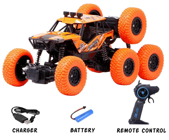 White Whale High Speed Remote Control Monster Racing Car Rechargeable Rock Climbing 8 Wheel 1:18 Scale Off Road Truck  (Multi Color)