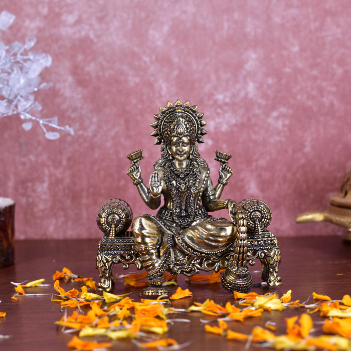 White Whale Superfine Brass Lakshmi Idol Hindu Laxmi Goddess Statue Home Office Showpiece Decor
