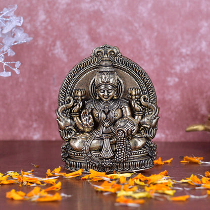 White Whale Superfine Brass Lakshmi Idol Hindu Laxmi Goddess Statue Home Office Showpiece Decor