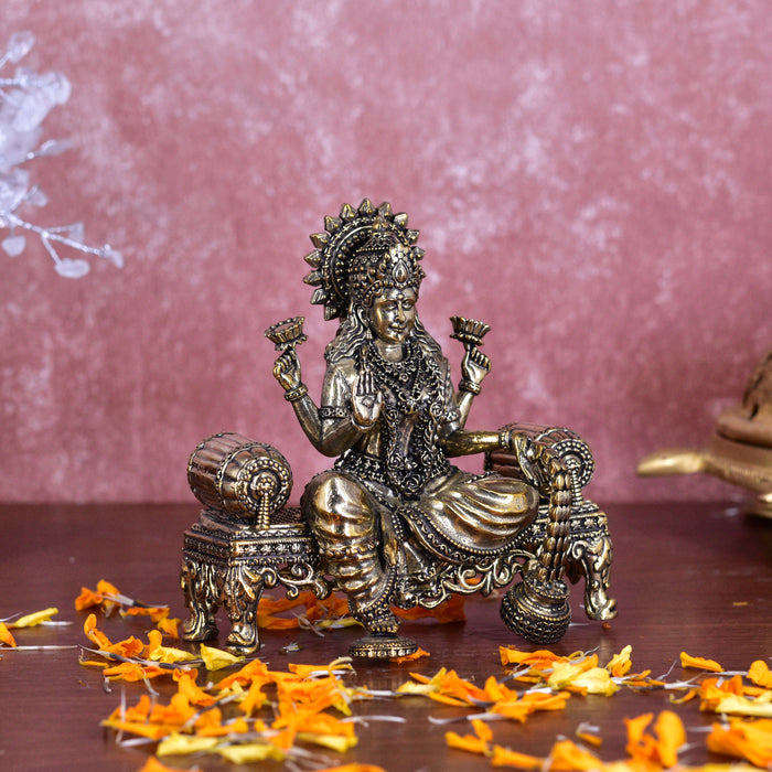 White Whale Superfine Brass Lakshmi Idol Hindu Laxmi Goddess Statue Home Office Showpiece Decor