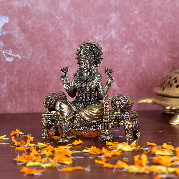 White Whale Superfine Brass Lakshmi Idol Hindu Laxmi Goddess Statue Home Office Showpiece Decor
