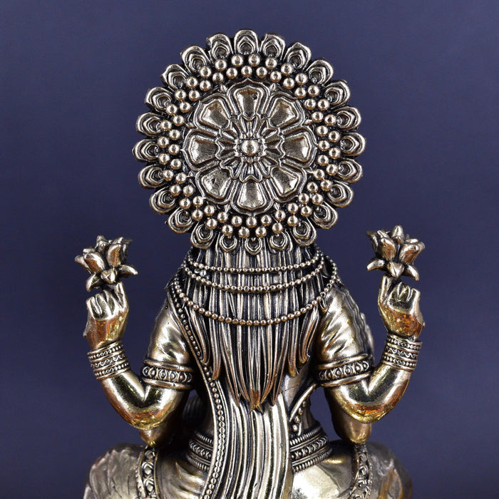 White Whale Superfine Brass Lakshmi Idol Hindu Laxmi Goddess Statue Home Office Showpiece Decor