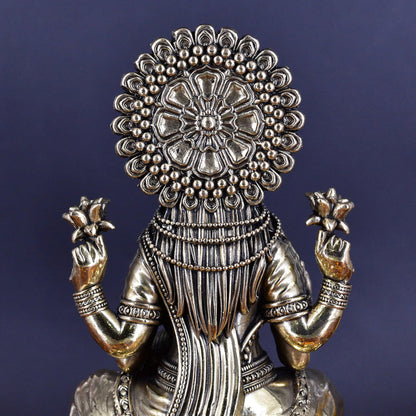 White Whale Superfine Brass Lakshmi Idol Hindu Laxmi Goddess Statue Home Office Showpiece Decor