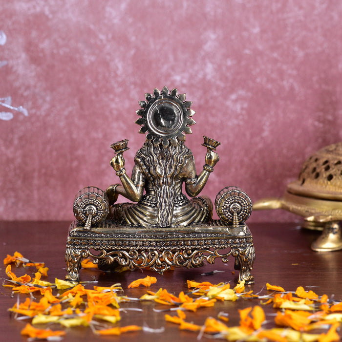 White Whale Superfine Brass Lakshmi Idol Hindu Laxmi Goddess Statue Home Office Showpiece Decor